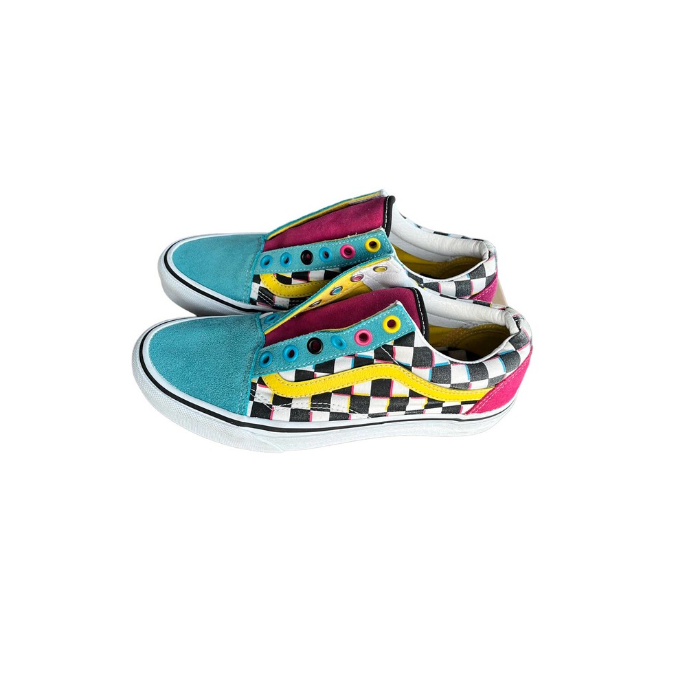Van’s Old Skool pink, blue and yellow women’s size 7